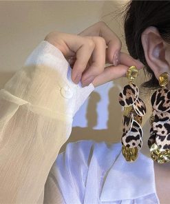 Exaggerated Leopard Print Round Tassel Earrings - Retro Long Sexy Ear Accessories for a Bold Statement Look