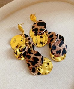 Exaggerated Leopard Print Round Tassel Earrings - Retro Long Sexy Ear Accessories for a Bold Statement Look