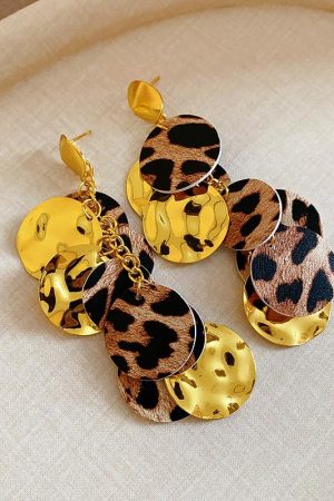 Exaggerated Leopard Print Round Tassel Earrings - Retro Long Sexy Ear Accessories for a Bold Statement Look