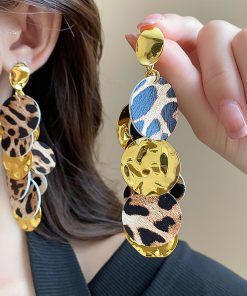 Exaggerated Leopard Print Round Tassel Earrings - Retro Long Sexy Ear Accessories for a Bold Statement Look