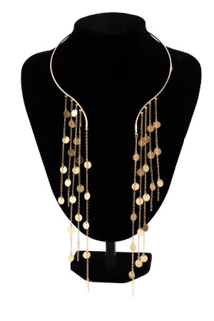 Exaggerated Long Tassel Punk Choker Necklace with Imitation Pearls - European and American Fashion Statement Jewelry