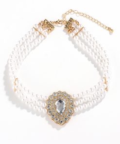Exaggerated Multi-Layer Teardrop Pearl Necklace with Diamond Inlay - Light Luxury European and American Fashion Jewelry