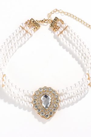 Exaggerated Multi-Layer Teardrop Pearl Necklace with Diamond Inlay - Light Luxury European and American Fashion Jewelry