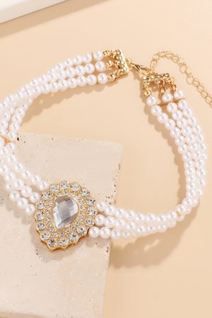 Exaggerated Multi-Layer Teardrop Pearl Necklace with Diamond Inlay - Light Luxury European and American Fashion Jewelry