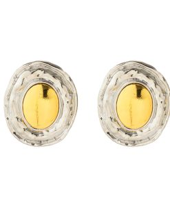 Exaggerated Oval Shiny Metal Earrings - Retro Geometric Style for Women, Chic European and American Fashion Jewelry