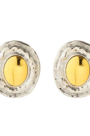 Exaggerated Oval Shiny Metal Earrings - Retro Geometric Style for Women, Chic European and American Fashion Jewelry
