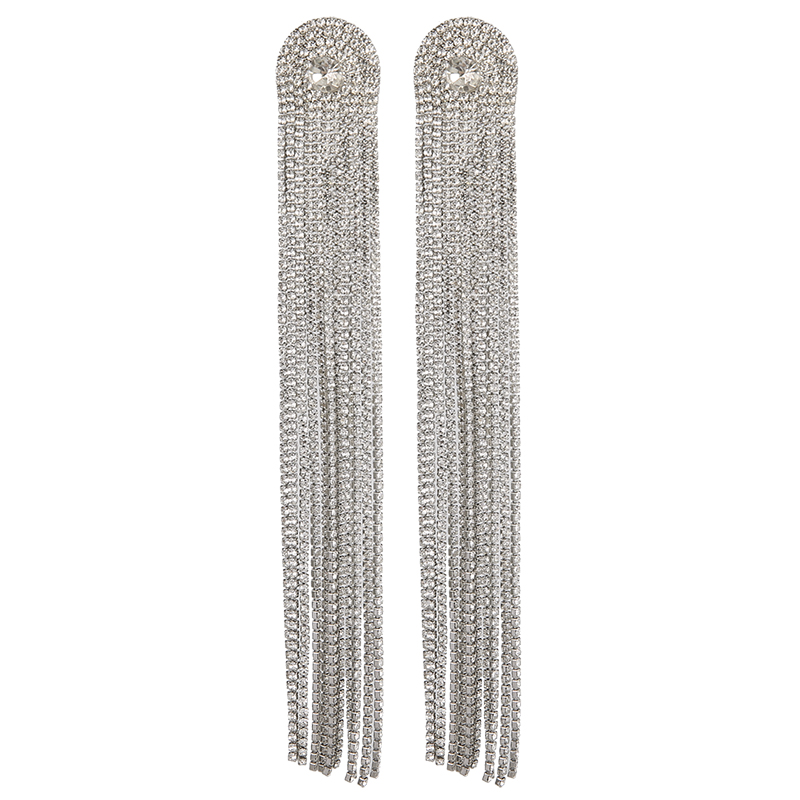 Exaggerated Rhinestone Tassel Long Earrings for Women - Trendy 2025 Drop Earrings - Fashionable European American Ear Accessories Exaggerated Rhinestone Tassel Long Earrings for Women - Trendy 2025 Drop Earrings - Fashionable European American Ear Accessories