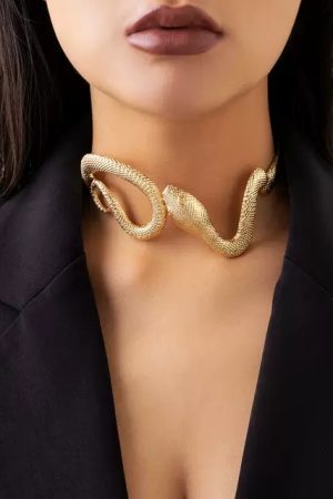 Exaggerated Snake-Shaped Clavicle Chain Necklace â€“ Bold Metal Choker for Women, European & American Fashion Statement Jewelry