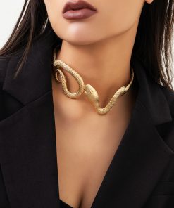 Exaggerated Snake-Shaped Clavicle Chain Necklace – Bold Metal Choker for Women, European & American Fashion Statement Jewelry