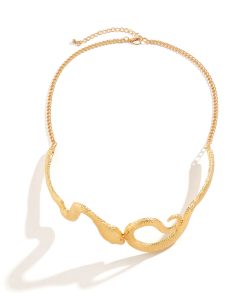 Exaggerated Snake-Shaped Clavicle Chain Necklace – Bold Metal Choker for Women, European & American Fashion Statement Jewelry