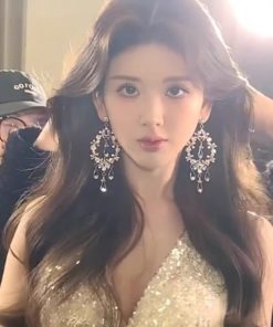 Exaggerated Tassel Water Drop Earrings for Women, Diamond-Studded Hollow Design, Elegant Bridal Jewelry for Weddings and Formal Events