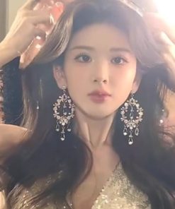 Exaggerated Tassel Water Drop Earrings for Women, Diamond-Studded Hollow Design, Elegant Bridal Jewelry for Weddings and Formal Events