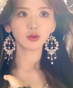 Exaggerated Tassel Water Drop Earrings for Women, Diamond-Studded Hollow Design, Elegant Bridal Jewelry for Weddings and Formal Events