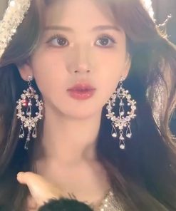 Exaggerated Tassel Water Drop Earrings for Women, Diamond-Studded Hollow Design, Elegant Bridal Jewelry for Weddings and Formal Events