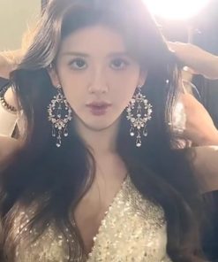 Exaggerated Tassel Water Drop Earrings for Women, Diamond-Studded Hollow Design, Elegant Bridal Jewelry for Weddings and Formal Events