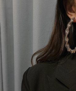 Exaggerated Twisted Hoop Earrings for Women, Minimalist High-End Design, Fashionable European and American Style