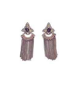 Exaggerated Vintage Tassel Earrings with Antique Bronze and Crystal Inlay â€“ Elegant Face-Slimming Design for 2025 Fashion Trends