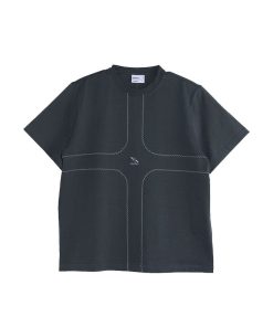 Exposed Stitch Short Sleeve T-Shirt in Carbon Gray and Khaki - Trendy 90s Inspired Design, Urban Style Top for Casual Wear