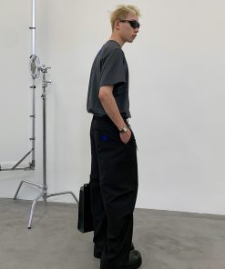 Exposed Stitch Short Sleeve T-Shirt in Carbon Gray and Khaki - Trendy 90s Inspired Design, Urban Style Top for Casual Wear