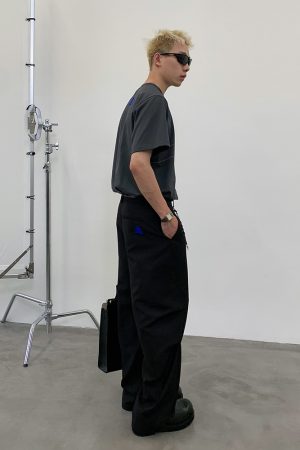 Exposed Stitch Short Sleeve T-Shirt in Carbon Gray and Khaki - Trendy 90s Inspired Design, Urban Style Top for Casual Wear