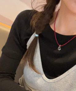 Exquisite 925 Silver Red Agate White Crystal Pendant Necklace for Women - High-End Clavicle Chain, Korean Style Jewelry