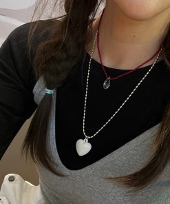 Exquisite 925 Silver Red Agate White Crystal Pendant Necklace for Women - High-End Clavicle Chain, Korean Style Jewelry