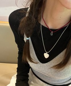 Exquisite 925 Silver Red Agate White Crystal Pendant Necklace for Women - High-End Clavicle Chain, Korean Style Jewelry
