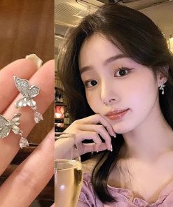 Exquisite Butterfly Clip-On Earrings - Lightweight Luxury Studs for Women, Trendy 2025 Influencer Style Drop Jewelry