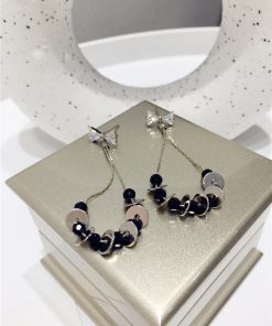Exquisite French Retro Diamond Bow Water Drop Earrings with Artificial Crystal and Metal Accent - Luxurious Statement Jewelry