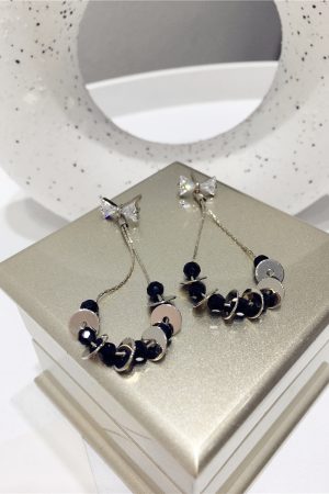 Exquisite French Retro Diamond Bow Water Drop Earrings with Artificial Crystal and Metal Accent - Luxurious Statement Jewelry