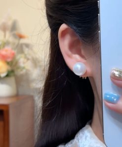 Exquisite Front and Back Popcorn Pearl Stud Earrings, High-End French Style Trendy Drop Earrings for Women, Versatile Niche Design