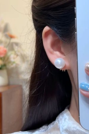 Exquisite Front and Back Popcorn Pearl Stud Earrings, High-End French Style Trendy Drop Earrings for Women, Versatile Niche Design