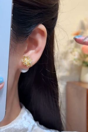 Exquisite Front and Back Popcorn Pearl Stud Earrings, High-End French Style Trendy Drop Earrings for Women, Versatile Niche Design