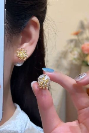 Exquisite Front and Back Popcorn Pearl Stud Earrings, High-End French Style Trendy Drop Earrings for Women, Versatile Niche Design