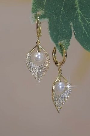 Exquisite Full Diamond Water Drop Pearl Earrings for Women, Versatile Korean Style Ear Clips, Trendy Fashion Statement Jewelry