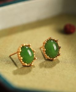 Exquisite Hetian Jade Pure Silver Earrings for Women - Niche Design, High-End Light Luxury Jadeite Stone Jewelry