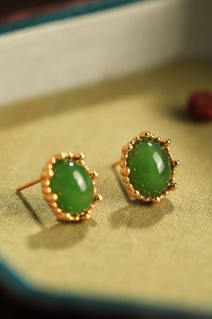 Exquisite Hetian Jade Pure Silver Earrings for Women - Niche Design, High-End Light Luxury Jadeite Stone Jewelry