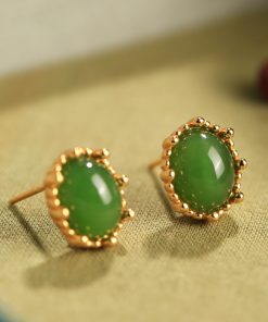 Exquisite Hetian Jade Pure Silver Earrings for Women - Niche Design, High-End Light Luxury Jadeite Stone Jewelry