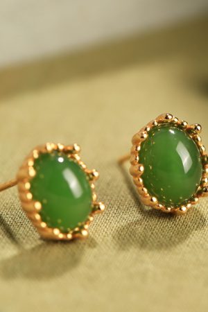 Exquisite Hetian Jade Pure Silver Earrings for Women - Niche Design, High-End Light Luxury Jadeite Stone Jewelry
