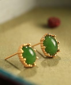 Exquisite Hetian Jade Pure Silver Earrings for Women - Niche Design, High-End Light Luxury Jadeite Stone Jewelry