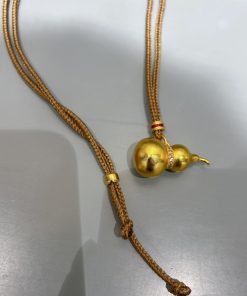 Exquisite Hollow Gourd Braided Rope Necklace - Ancient Method Sand Gold High-End Sweater Chain for Elegant Style