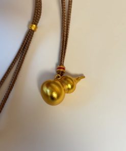 Exquisite Hollow Gourd Braided Rope Necklace - Ancient Method Sand Gold High-End Sweater Chain for Elegant Style