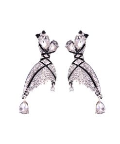 Exquisite Irregular Butterfly Earrings for Women - Japanese and Korean Design, 2025 Minimalist Crystal Inlaid Socialite Style