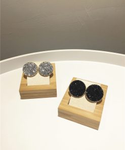 Exquisite Korean Style Ultra-Shiny Mesh Drop Earrings with Fine Diamonds and Rhinestones in Round Geometric Shape