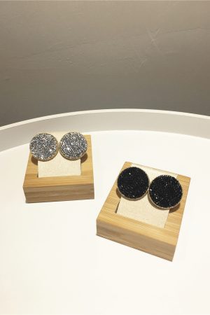 Exquisite Korean Style Ultra-Shiny Mesh Drop Earrings with Fine Diamonds and Rhinestones in Round Geometric Shape