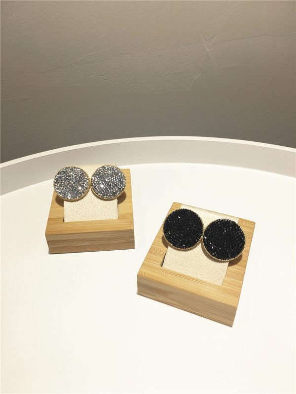Exquisite Korean Style Ultra-Shiny Mesh Drop Earrings with Fine Diamonds and Rhinestones in Round Geometric Shape