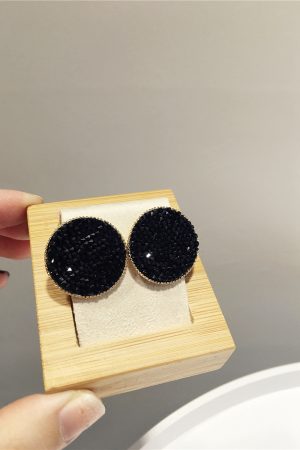Exquisite Korean Style Ultra-Shiny Mesh Drop Earrings with Fine Diamonds and Rhinestones in Round Geometric Shape