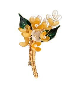 Exquisite Osmanthus Brooch for Women - Retro Autumn Winter Pin Decoration for Coats and Sweaters, Floral Chest Accessory