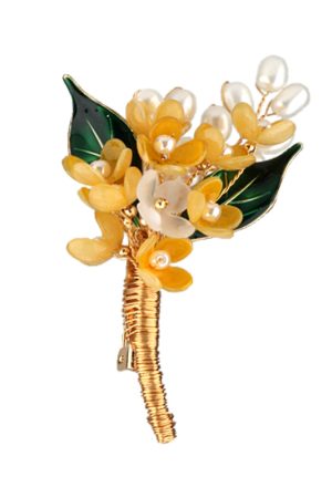 Exquisite Osmanthus Brooch for Women - Retro Autumn Winter Pin Decoration for Coats and Sweaters, Floral Chest Accessory