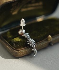 Exquisite Pearl Star Moon Sun Element Earrings for Women - Fashionable High-End Versatile Jewelry for 2025